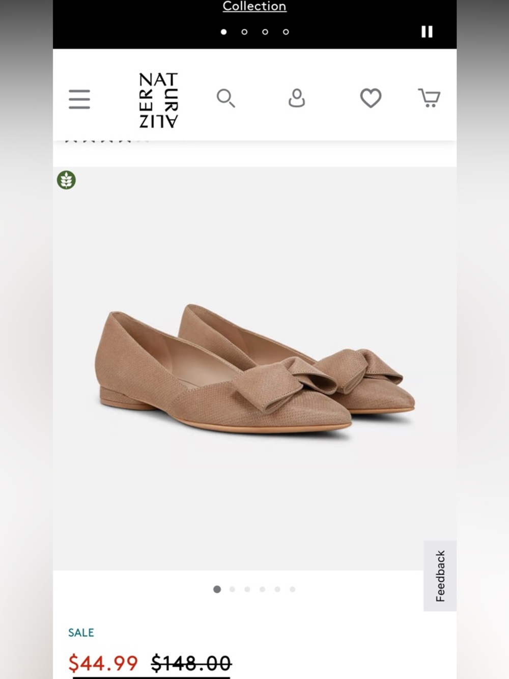 Naturalizer Women's Taupe Pointed Bow-Accent Flats Size 8 (sold out size)